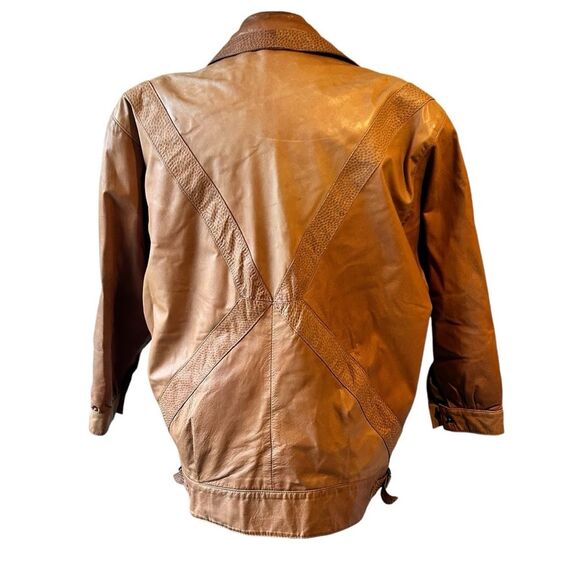 Vintage Gino di Giorgio Brown 1980s Bomber Brown Leather Jacket - Medium - Picture 6 of 11